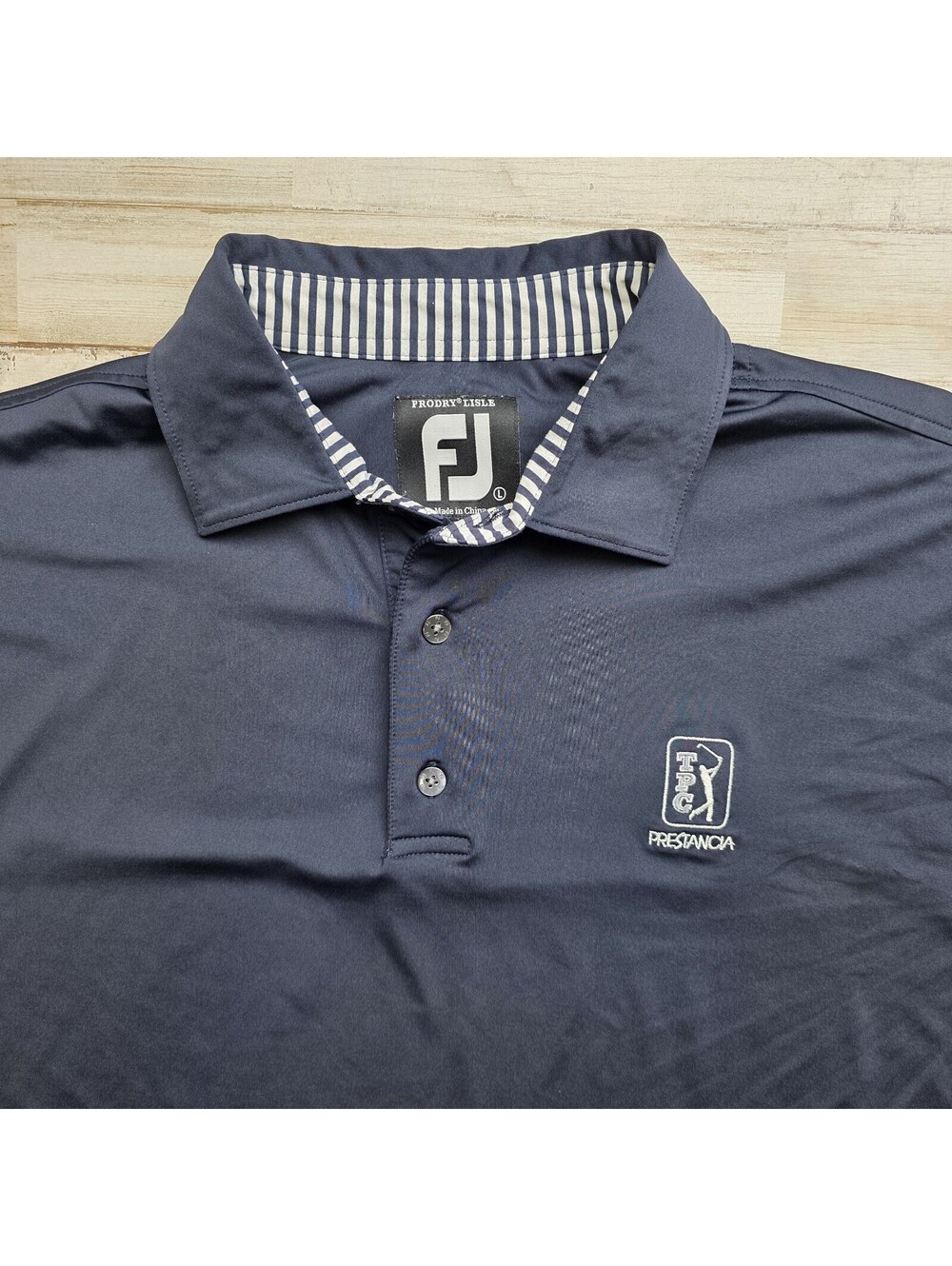 FootJoy Prodry Lisle Mens Large L TPC Prestancia PGA Golf Polo Navy BLUE
